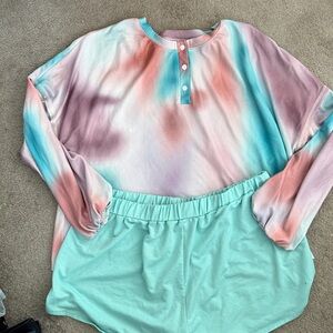 SHEIN Curve Aqua Elastic Pajama shorts outfit